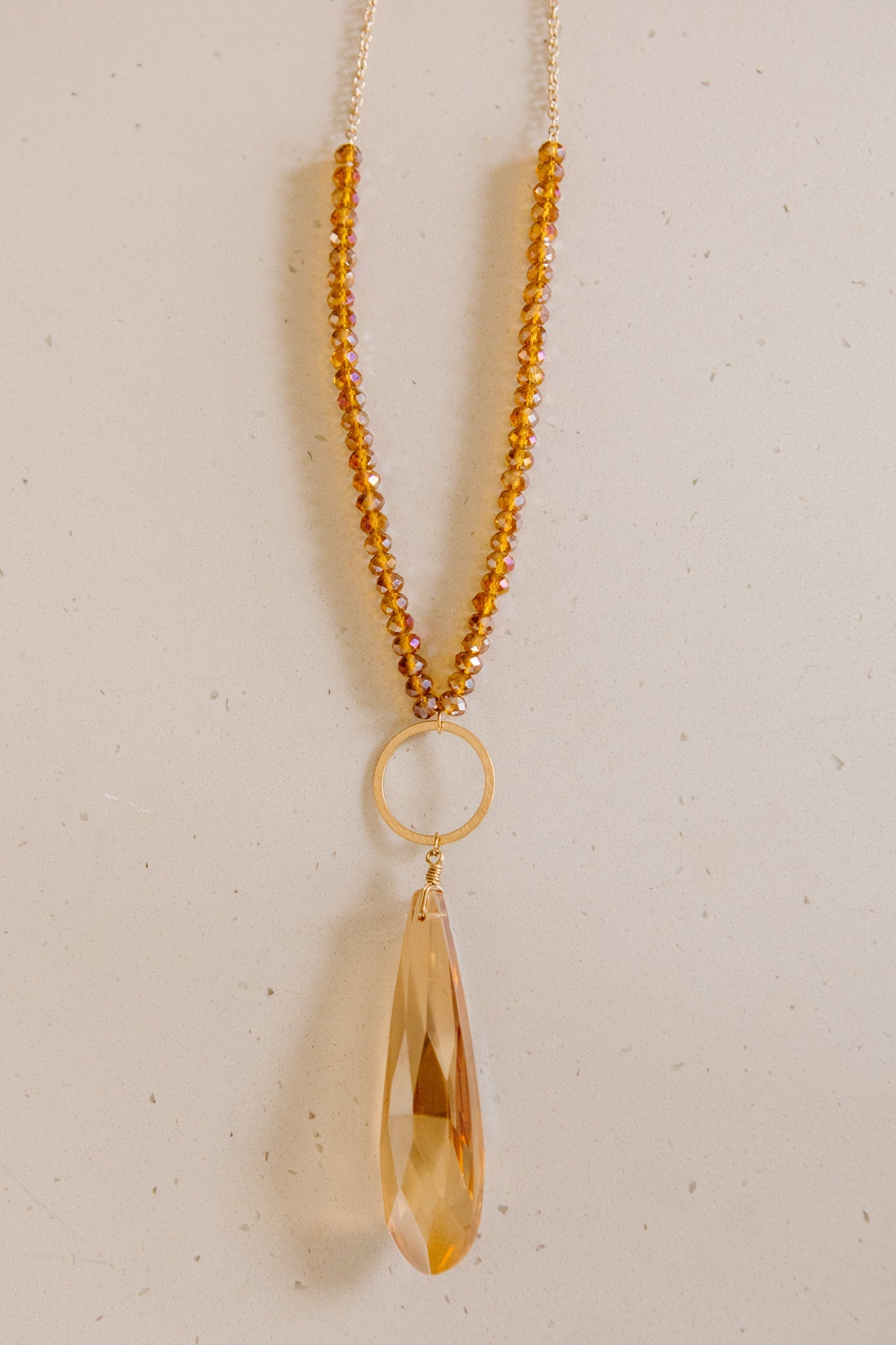 Crystal Teardrop Pendant Necklace