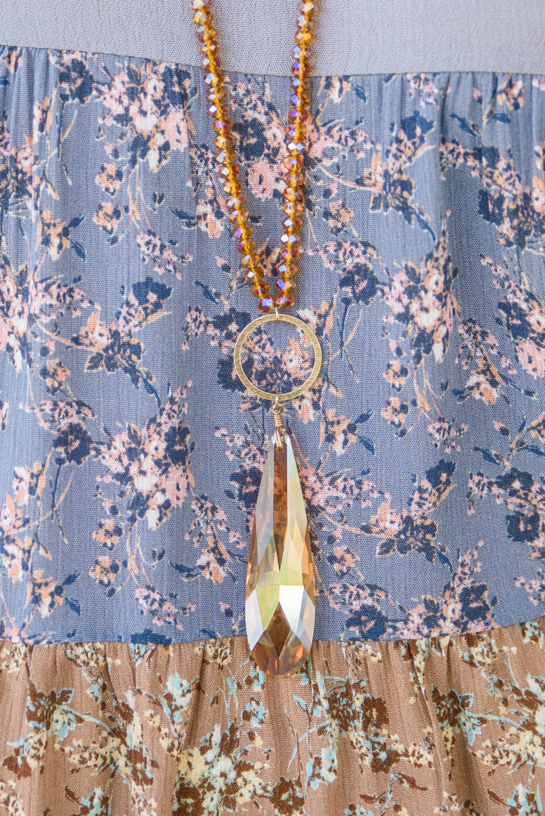 Crystal Teardrop Pendant Necklace