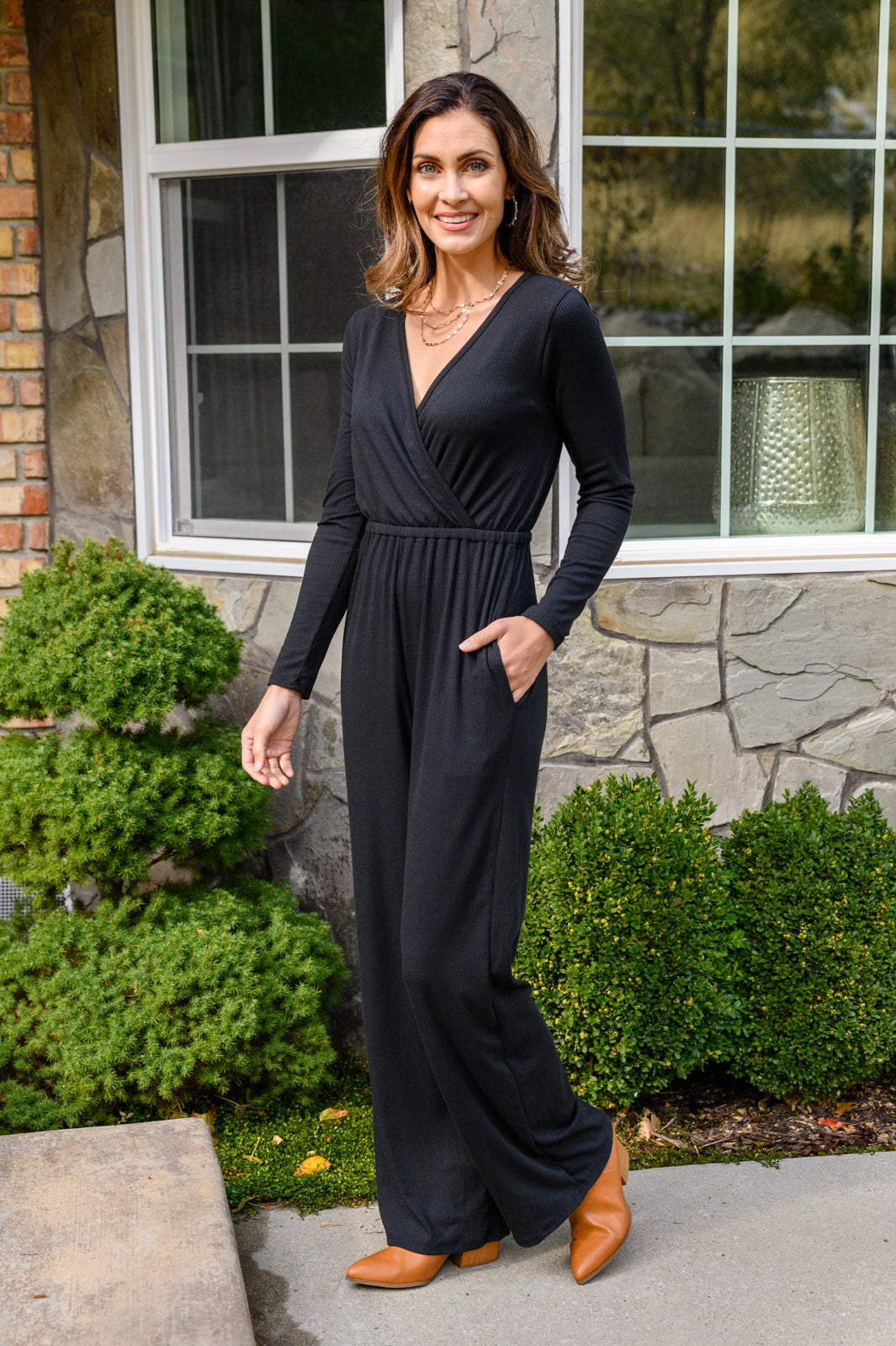 Onward & Upward Faux Wrap Jumpsuit