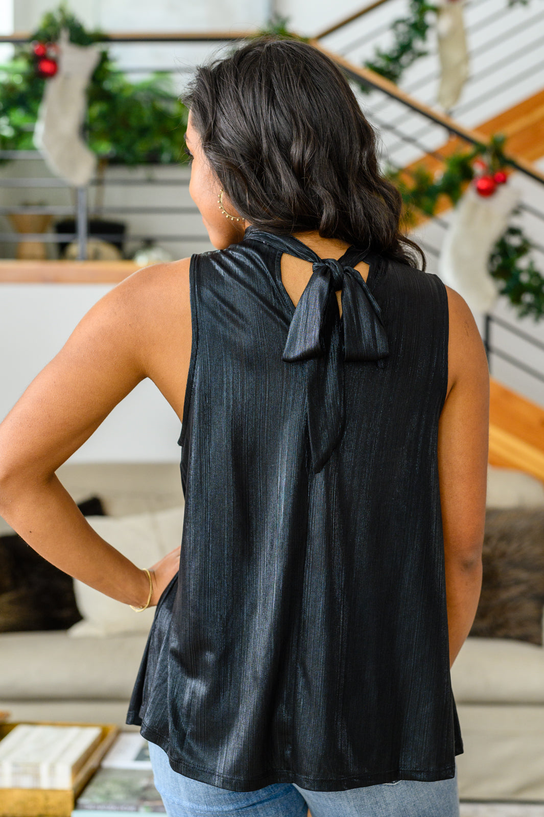 Photo Op Sleeveless Blouse in Black