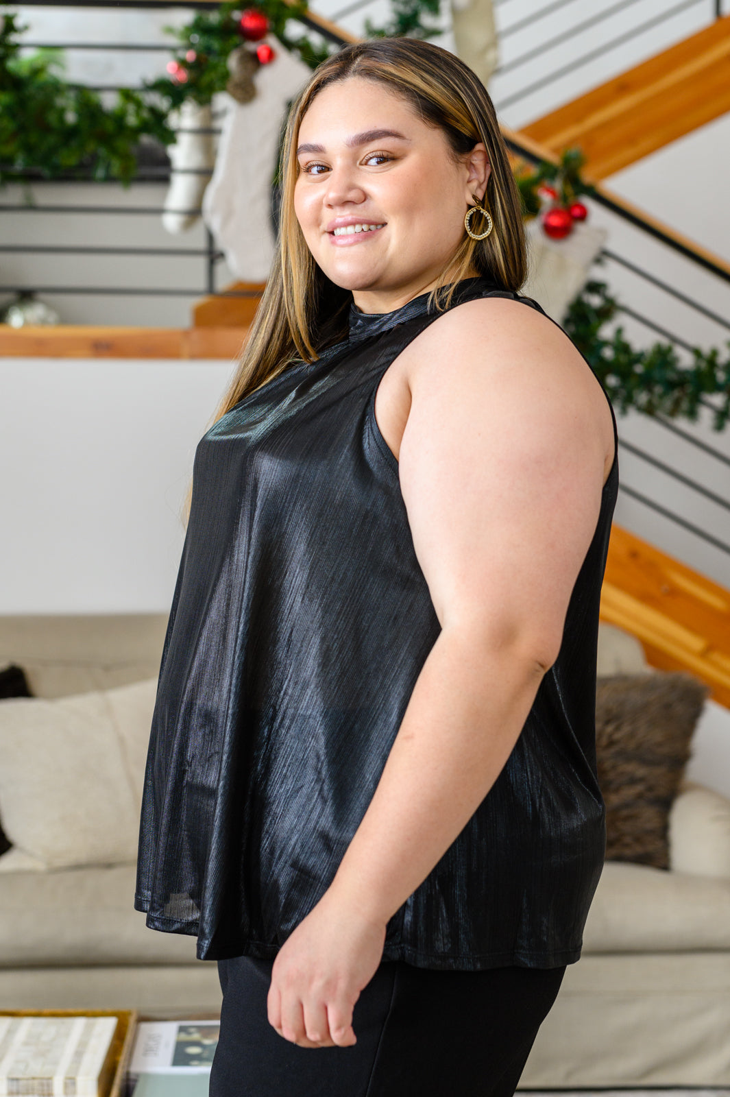 Photo Op Sleeveless Blouse in Black