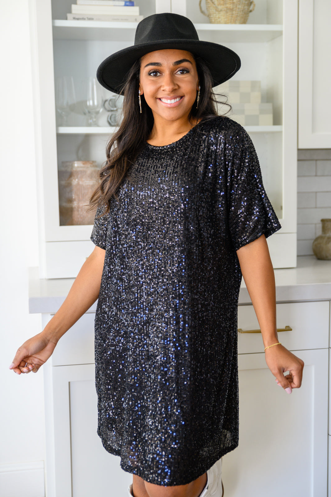 Alexandria Short Sleeve Sequin Dress In Black Copperandsage Alexandria Short Sleeve Sequin Dress In Black Copperandsage