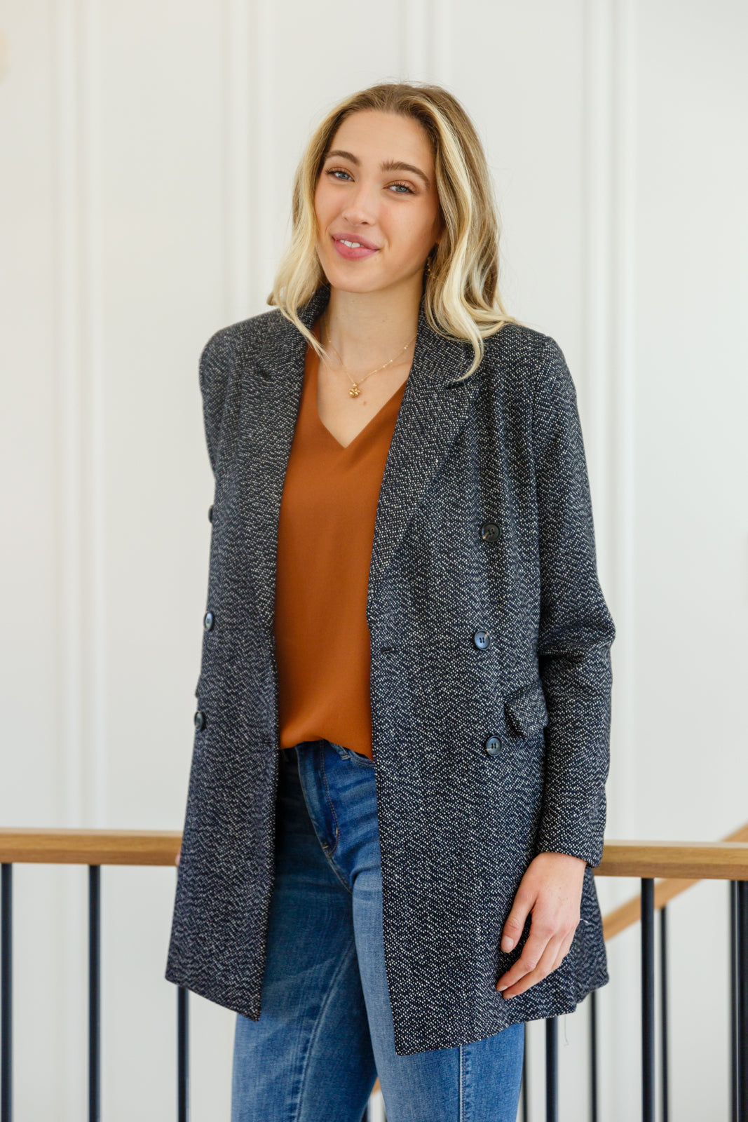 Chic Upon Arrival Button Down Blazer Jacket
